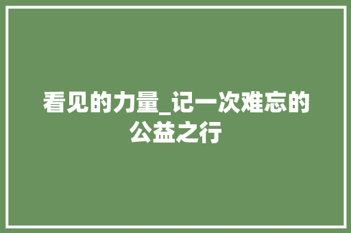 看见的力量_记一次难忘的公益之行