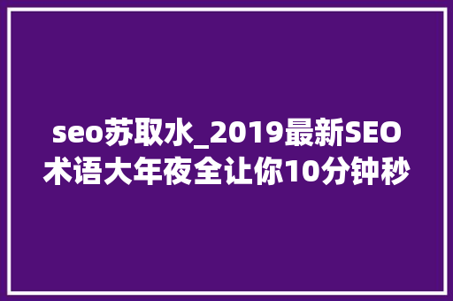 seo苏取水_2019最新SEO术语大年夜全让你10分钟秒变谷歌SEO老司机