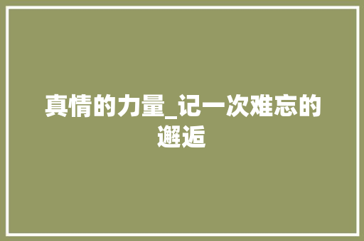 真情的力量_记一次难忘的邂逅