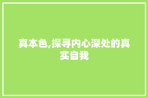 真本色,探寻内心深处的真实自我