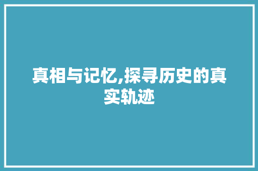 真相与记忆,探寻历史的真实轨迹