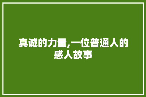 真诚的力量,一位普通人的感人故事