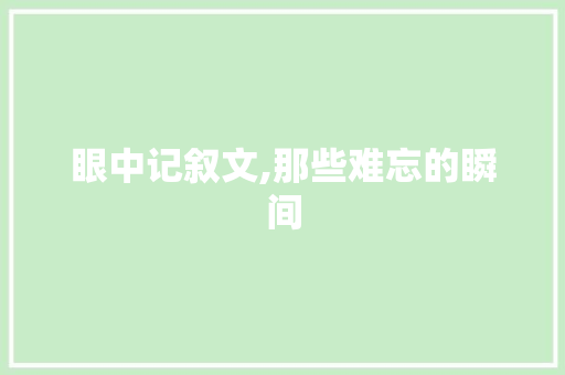 眼中记叙文,那些难忘的瞬间