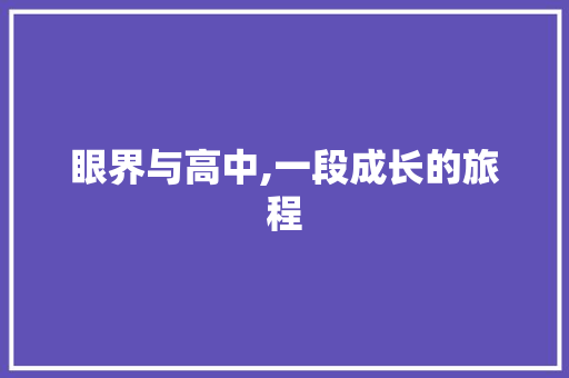 眼界与高中,一段成长的旅程