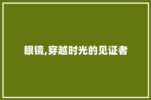 眼镜,穿越时光的见证者