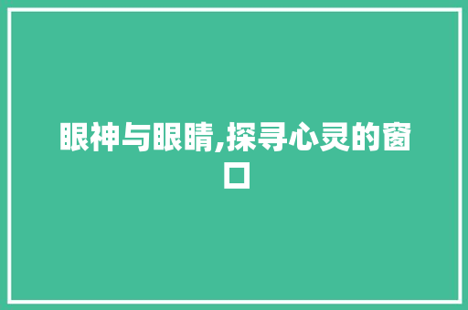 眼神与眼睛,探寻心灵的窗口