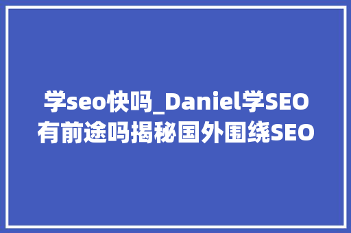 学seo快吗_Daniel学SEO有前途吗揭秘国外围绕SEO开展的营业收入情况