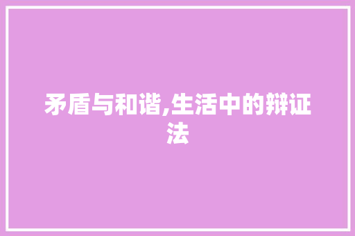 矛盾与和谐,生活中的辩证法