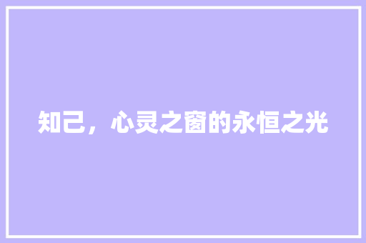 知己，心灵之窗的永恒之光 报告范文