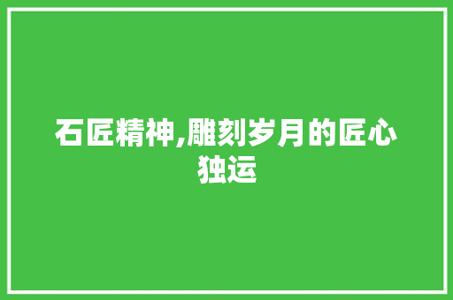 石匠精神,雕刻岁月的匠心独运