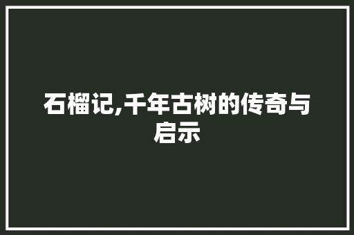 石榴记,千年古树的传奇与启示 生活范文