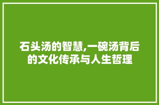 石头汤的智慧,一碗汤背后的文化传承与人生哲理