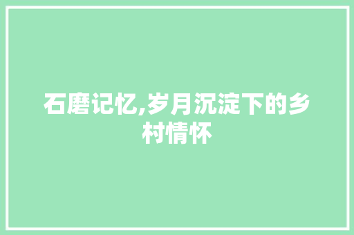 石磨记忆,岁月沉淀下的乡村情怀 商务邮件范文