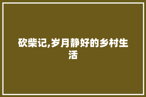 砍柴记,岁月静好的乡村生活