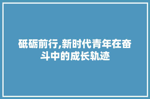 砥砺前行,新时代青年在奋斗中的成长轨迹