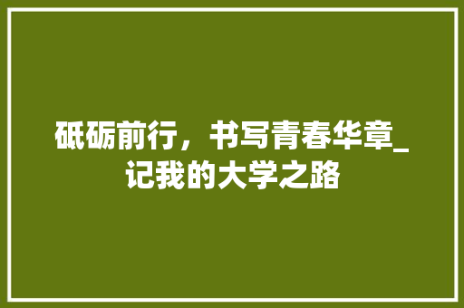 砥砺前行，书写青春华章_记我的大学之路