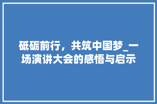 砥砺前行，共筑中国梦_一场演讲大会的感悟与启示