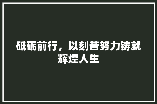 砥砺前行，以刻苦努力铸就辉煌人生