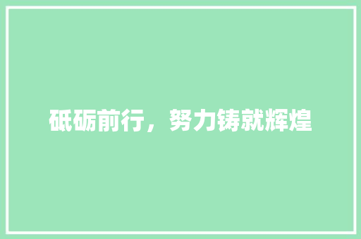 砥砺前行，努力铸就辉煌