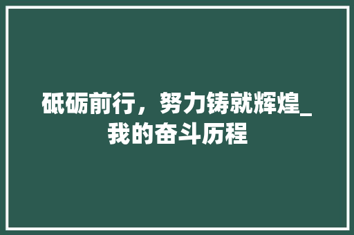 砥砺前行，努力铸就辉煌_我的奋斗历程