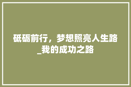 砥砺前行，梦想照亮人生路_我的成功之路