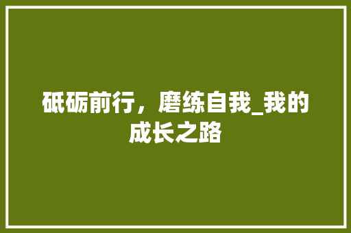 砥砺前行，磨练自我_我的成长之路