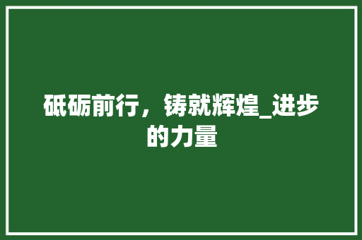 砥砺前行，铸就辉煌_进步的力量