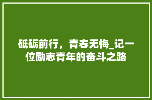 砥砺前行，青春无悔_记一位励志青年的奋斗之路