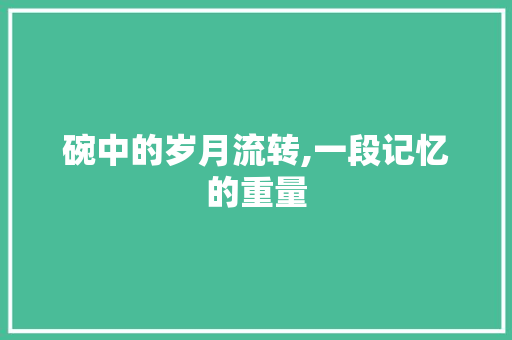 碗中的岁月流转,一段记忆的重量