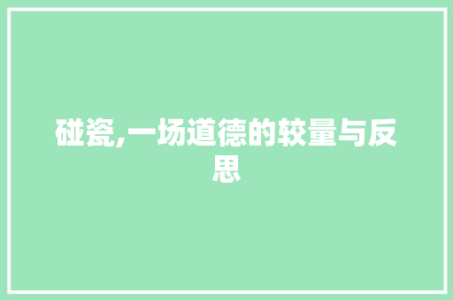 碰瓷,一场道德的较量与反思