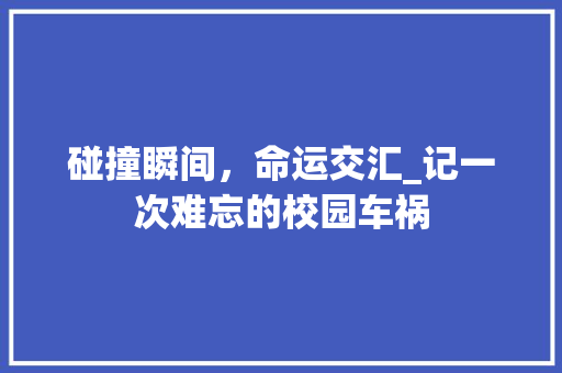 碰撞瞬间，命运交汇_记一次难忘的校园车祸