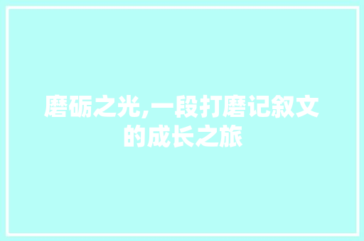 磨砺之光,一段打磨记叙文的成长之旅