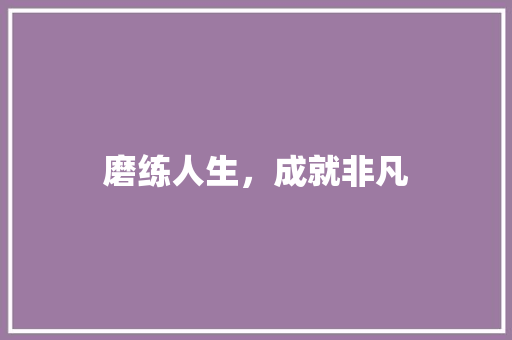 磨练人生，成就非凡