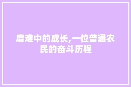 磨难中的成长,一位普通农民的奋斗历程