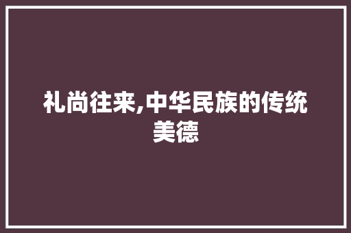 礼尚往来,中华民族的传统美德 申请书范文