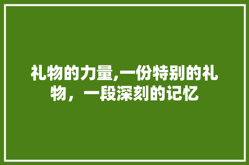 礼物的力量,一份特别的礼物，一段深刻的记忆