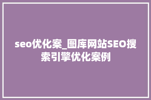 seo优化案_图库网站SEO搜索引擎优化案例