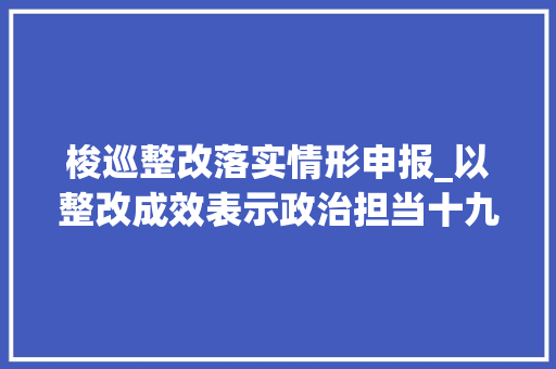 梭巡整改落实情形申报_以整改成效表示政治担当十九届中间第五轮巡视整改进展情况综述