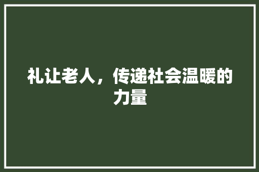 礼让老人，传递社会温暖的力量