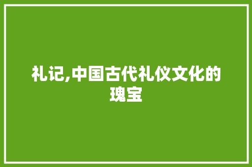 礼记,中国古代礼仪文化的瑰宝