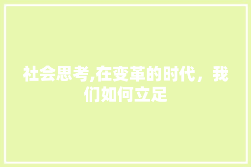 社会思考,在变革的时代，我们如何立足