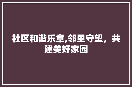 社区和谐乐章,邻里守望，共建美好家园