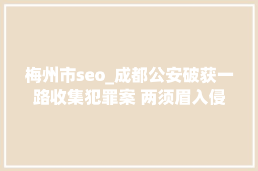 梅州市seo_成都公安破获一路收集犯罪案 两须眉入侵目标网站被挡获