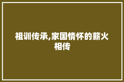 祖训传承,家国情怀的薪火相传