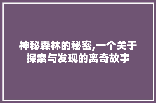 神秘森林的秘密,一个关于探索与发现的离奇故事