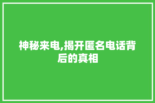 神秘来电,揭开匿名电话背后的真相