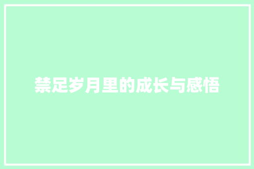 禁足岁月里的成长与感悟