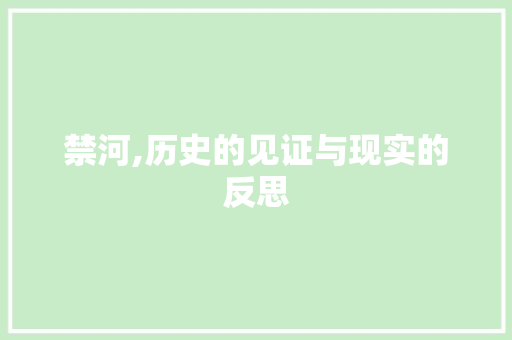 禁河,历史的见证与现实的反思