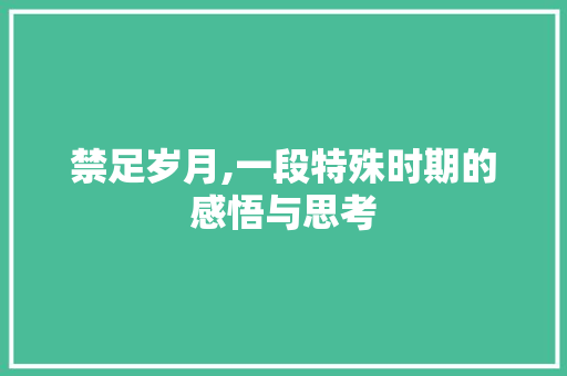 禁足岁月,一段特殊时期的感悟与思考