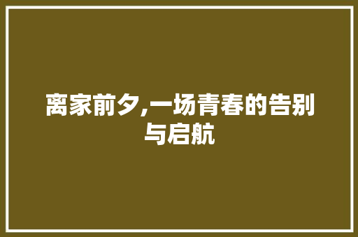 离家前夕,一场青春的告别与启航